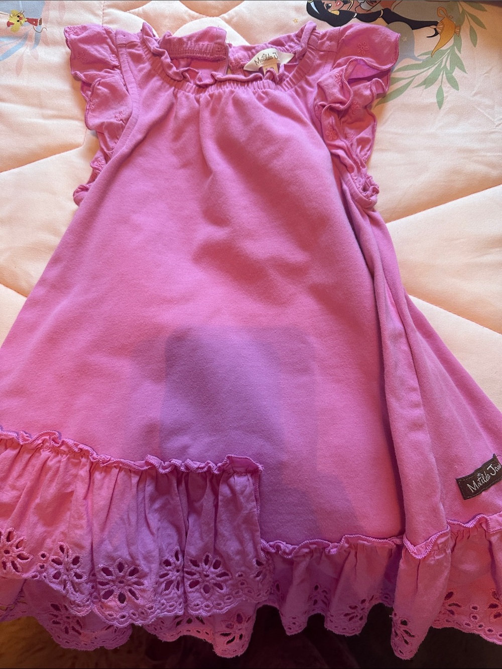 Matilda Jane Pink Ruffle Sleeve Eyelet Hem Dress